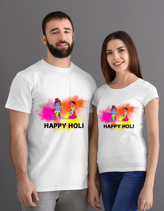 Happy Holi Couple Combo Tshirt